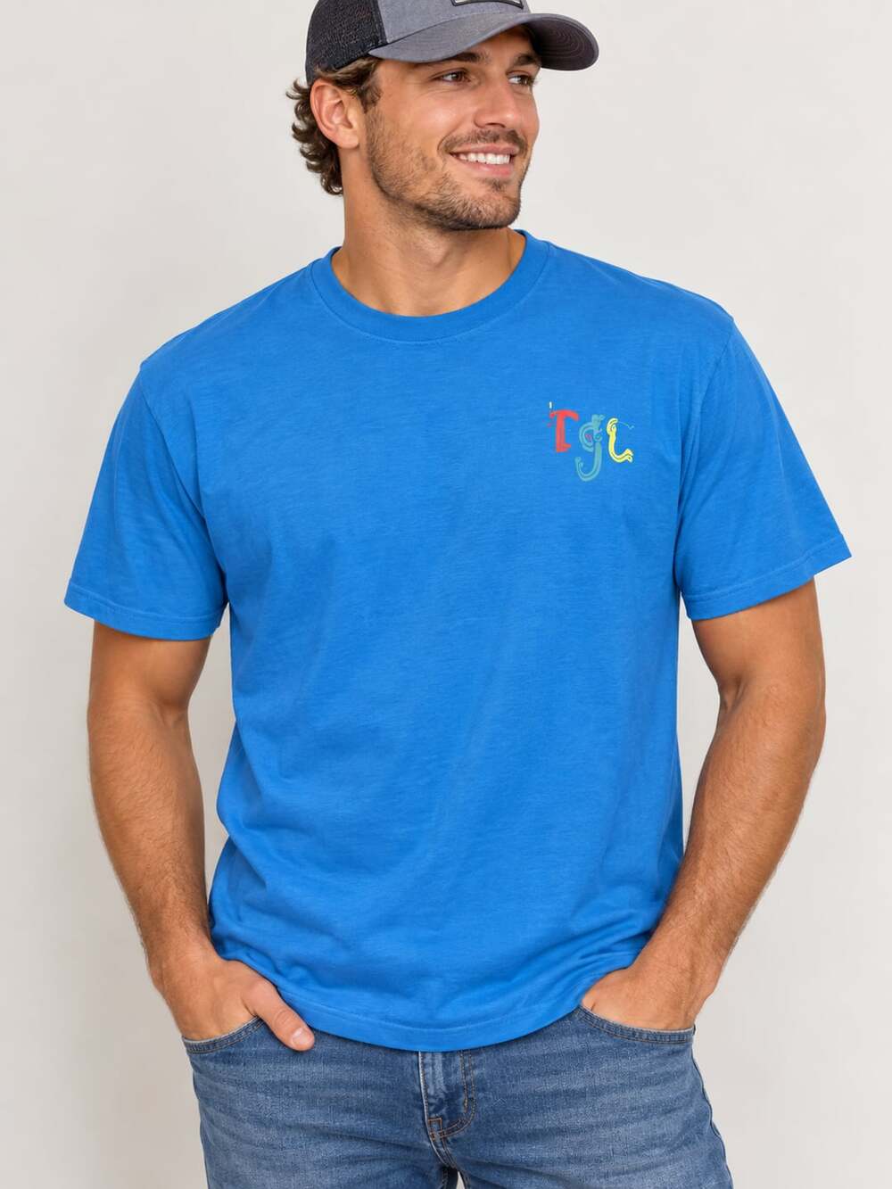 Random Golf Club Stay Random Tee Size L Blue Graphic Cotton T-Shirt